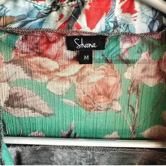 VTG Floral Patchwork Sheer Duster Kimono Bell Sleeve Boho Festival 90s Y2K M - L - Picture 7 of 8